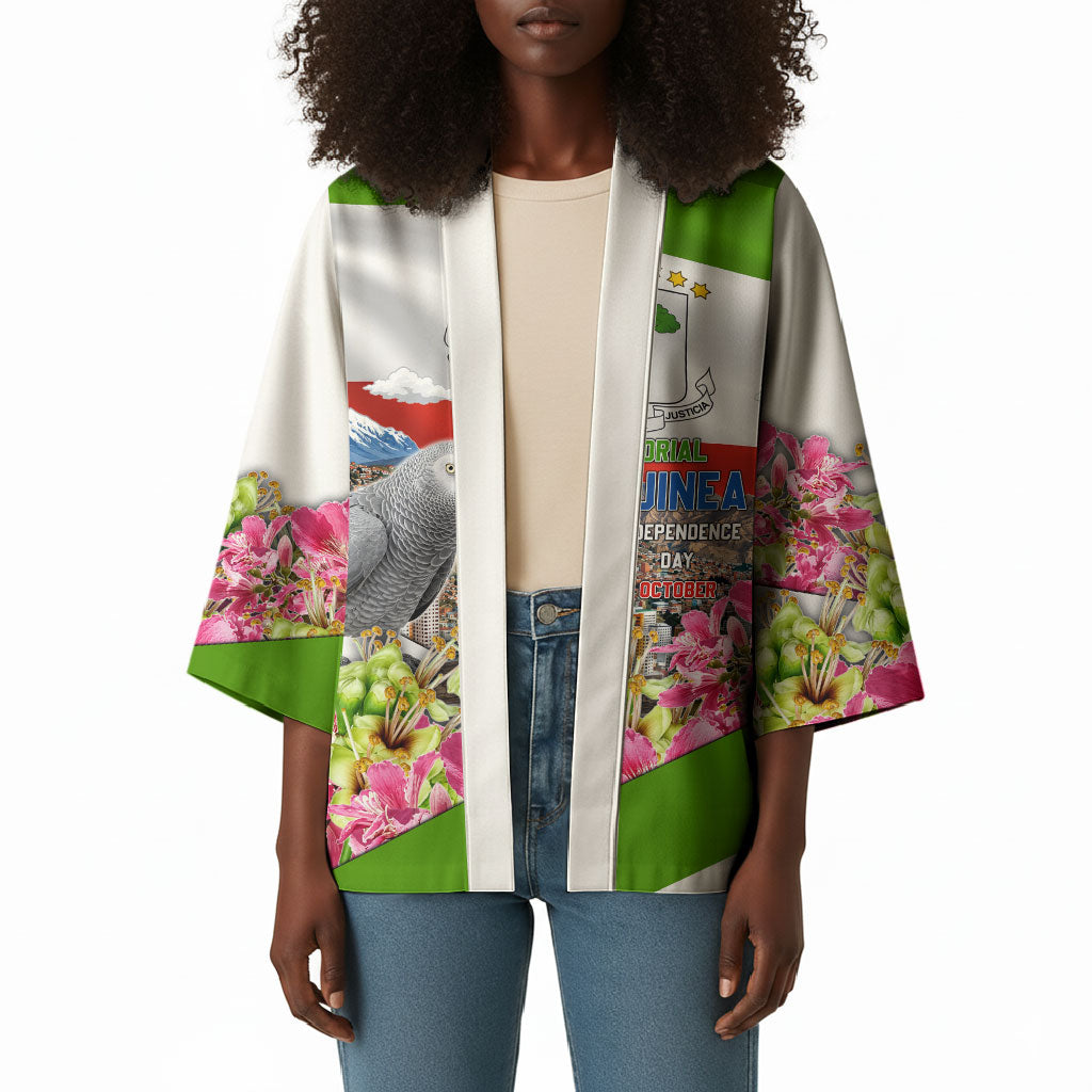 Equatorial Guinea Independence Day Parrot Kimono Patriotic Flag Coat Of Arms Tropical Floral