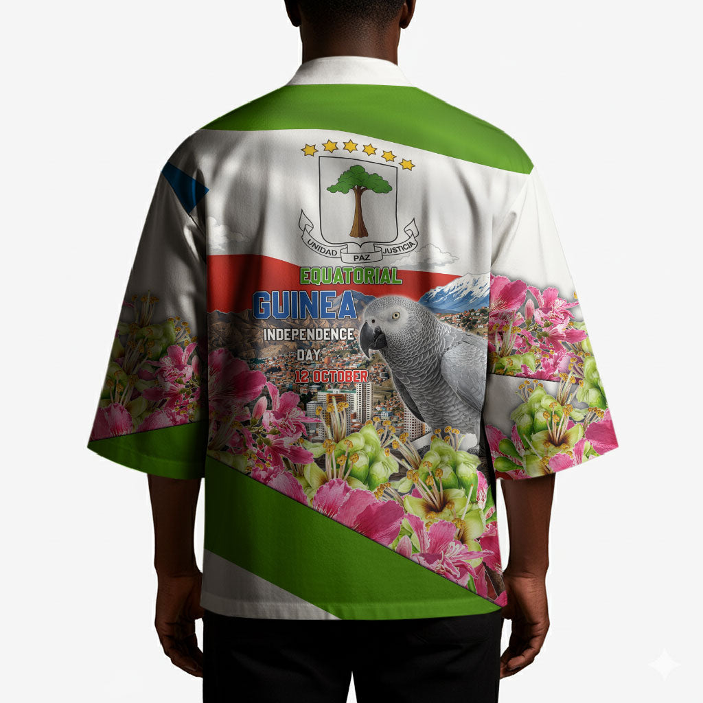 Equatorial Guinea Independence Day Parrot Kimono Patriotic Flag Coat Of Arms Tropical Floral