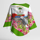 Equatorial Guinea Independence Day Parrot Kimono Sleeve Blouse Patriotic Flag Coat Of Arms Tropical Floral