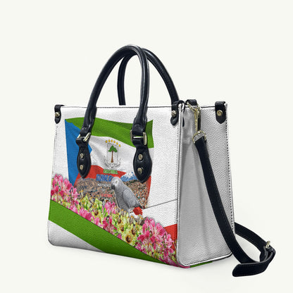 Equatorial Guinea Independence Day Parrot Leather Bag Patriotic Flag Coat Of Arms Tropical Floral