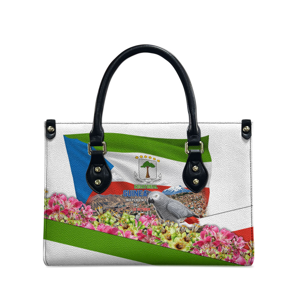 Equatorial Guinea Independence Day Parrot Leather Bag Patriotic Flag Coat Of Arms Tropical Floral