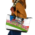 Equatorial Guinea Independence Day Parrot Leather Tote Bag Patriotic Flag Coat Of Arms Tropical Floral