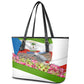 Equatorial Guinea Independence Day Parrot Leather Tote Bag Patriotic Flag Coat Of Arms Tropical Floral