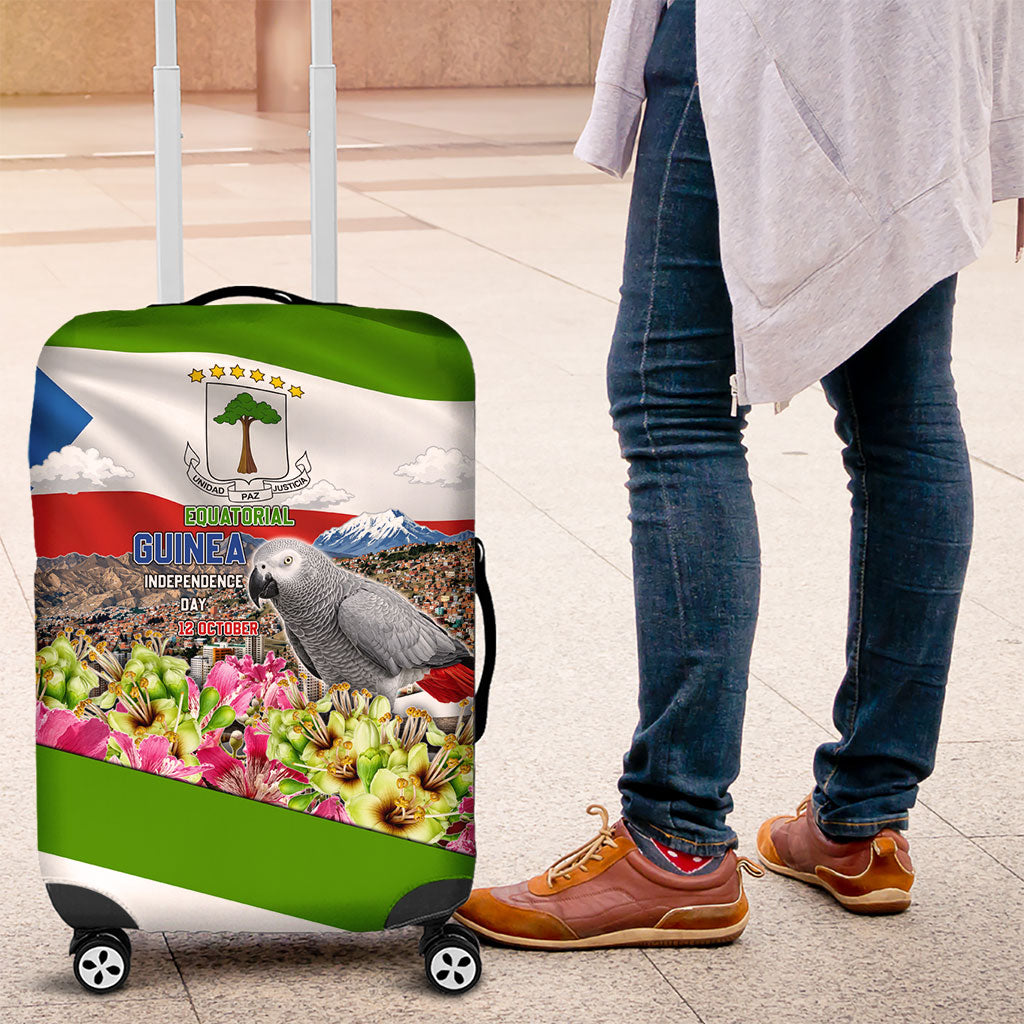 Equatorial Guinea Independence Day Parrot Luggage Cover Patriotic Flag Coat Of Arms Tropical Floral