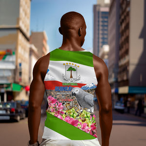 Equatorial Guinea Independence Day Parrot Men Tank Top Patriotic Flag Coat Of Arms Tropical Floral