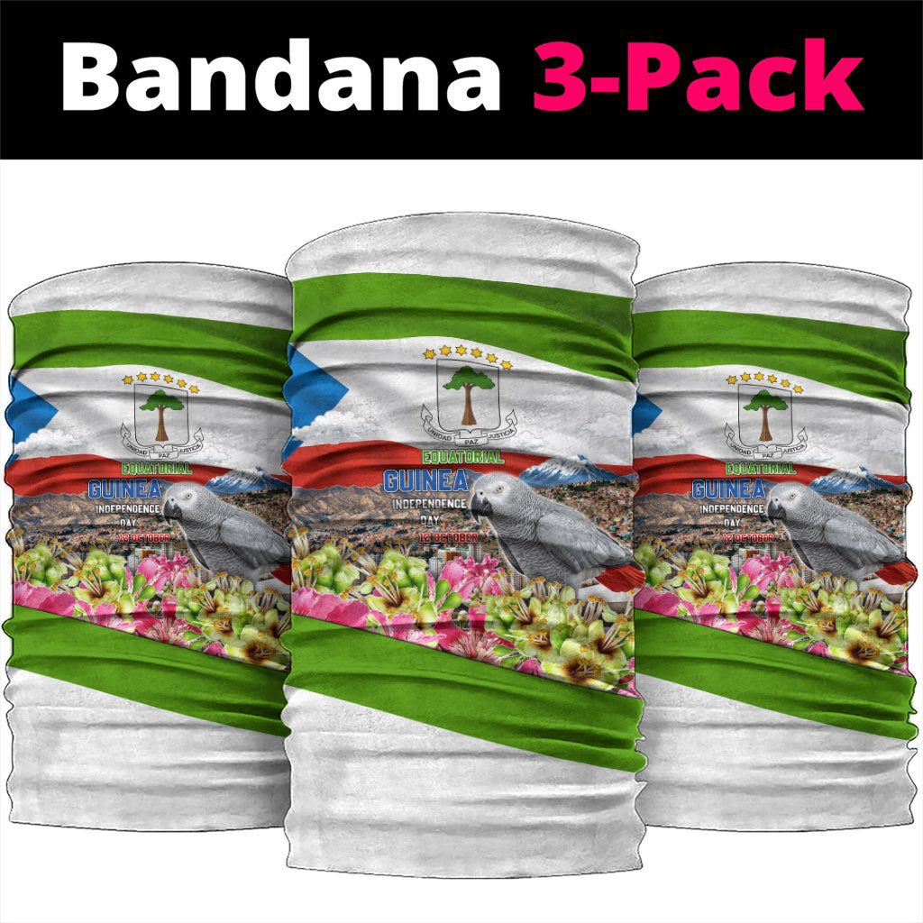 Equatorial Guinea Independence Day Parrot Neck Gaiter Patriotic Flag Coat Of Arms Tropical Floral