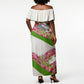Equatorial Guinea Independence Day Parrot Off Shoulder Maxi Dress Patriotic Flag Coat Of Arms Tropical Floral