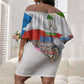 Equatorial Guinea Independence Day Parrot Off Shoulder Short Dress Patriotic Flag Coat Of Arms Tropical Floral
