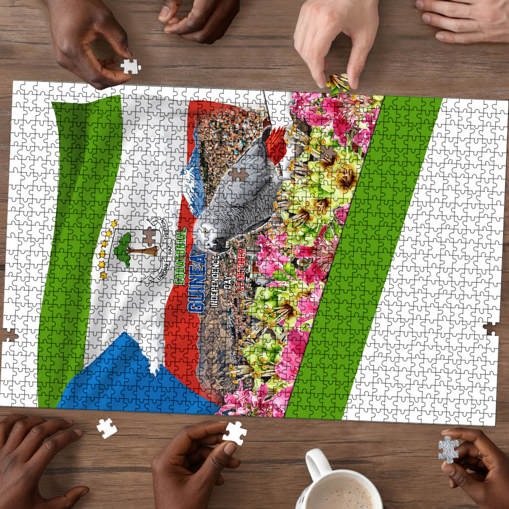 Equatorial Guinea Independence Day Parrot Puzzle Patriotic Flag Coat Of Arms Tropical Floral