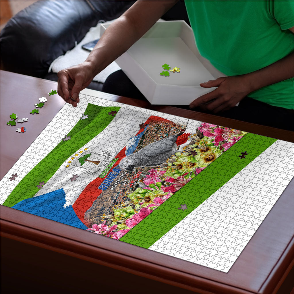 Equatorial Guinea Independence Day Parrot Puzzle Patriotic Flag Coat Of Arms Tropical Floral