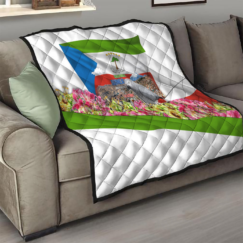 Equatorial Guinea Independence Day Parrot Quilt Patriotic Flag Coat Of Arms Tropical Floral