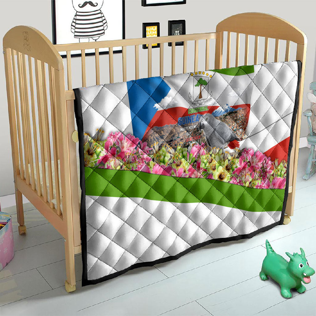 Equatorial Guinea Independence Day Parrot Quilt Patriotic Flag Coat Of Arms Tropical Floral