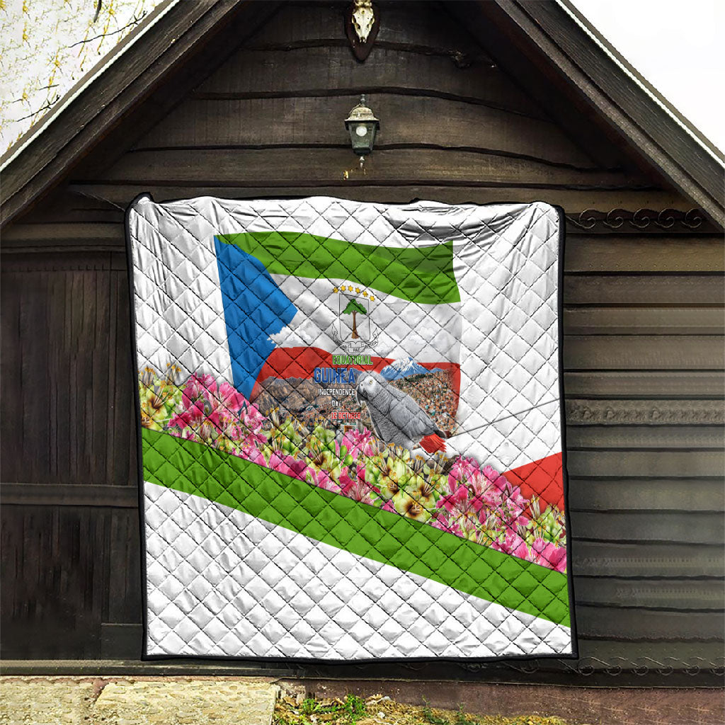 Equatorial Guinea Independence Day Parrot Quilt Patriotic Flag Coat Of Arms Tropical Floral