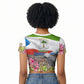 Equatorial Guinea Independence Day Parrot Raglan Cropped T shirt Patriotic Flag Coat Of Arms Tropical Floral