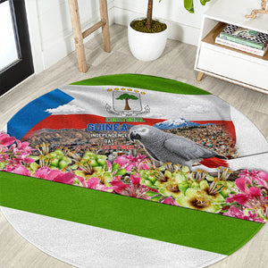 Equatorial Guinea Independence Day Parrot Round Carpet Patriotic Flag Coat Of Arms Tropical Floral