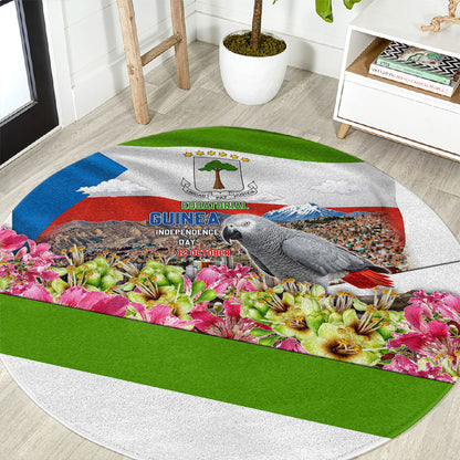Equatorial Guinea Independence Day Parrot Round Carpet Patriotic Flag Coat Of Arms Tropical Floral