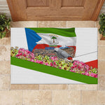 Equatorial Guinea Independence Day Parrot Rubber Doormat Patriotic Flag Coat Of Arms Tropical Floral