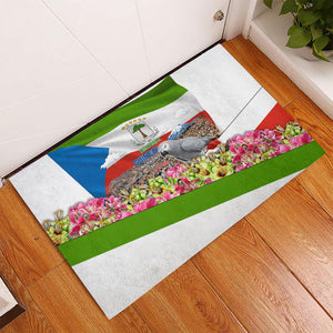 Equatorial Guinea Independence Day Parrot Rubber Doormat Patriotic Flag Coat Of Arms Tropical Floral