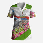 Equatorial Guinea Independence Day Parrot Scrub Top Patriotic Flag Coat Of Arms Tropical Floral