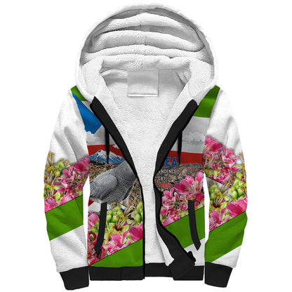 Equatorial Guinea Independence Day Parrot Sherpa Hoodie Patriotic Flag Coat Of Arms Tropical Floral