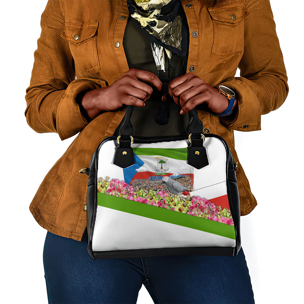 Equatorial Guinea Independence Day Parrot Shoulder Handbag Patriotic Flag Coat Of Arms Tropical Floral