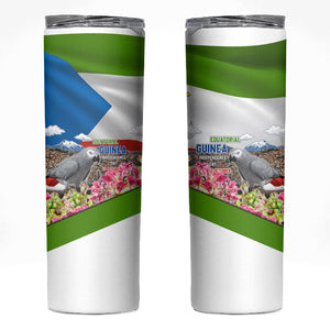 Equatorial Guinea Independence Day Parrot Skinny Tumbler Patriotic Flag Coat Of Arms Tropical Floral