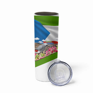 Equatorial Guinea Independence Day Parrot Skinny Tumbler Patriotic Flag Coat Of Arms Tropical Floral