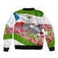 Equatorial Guinea Independence Day Parrot Sleeve Zip Bomber Jacket Patriotic Flag Coat Of Arms Tropical Floral