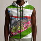 Equatorial Guinea Independence Day Parrot Sleeveless Zip Hoodie Patriotic Flag Coat Of Arms Tropical Floral