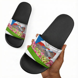 Equatorial Guinea Independence Day Parrot Slide Sandals Patriotic Flag Coat Of Arms Tropical Floral