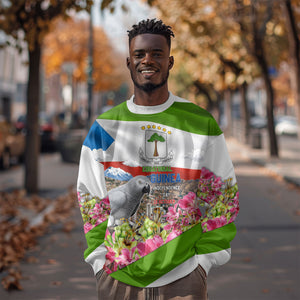 Equatorial Guinea Independence Day Parrot Sweatshirt Patriotic Flag Coat Of Arms Tropical Floral