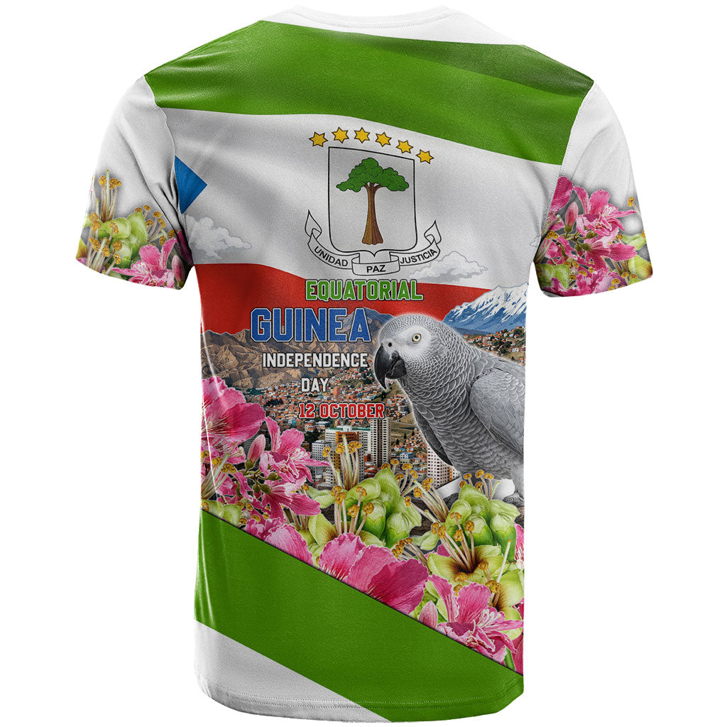 Equatorial Guinea Independence Day Parrot T shirt Patriotic Flag Coat Of Arms Tropical Floral