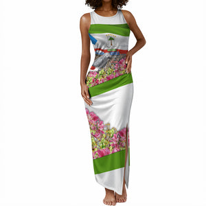 Equatorial Guinea Independence Day Parrot Tank Maxi Dress Patriotic Flag Coat Of Arms Tropical Floral