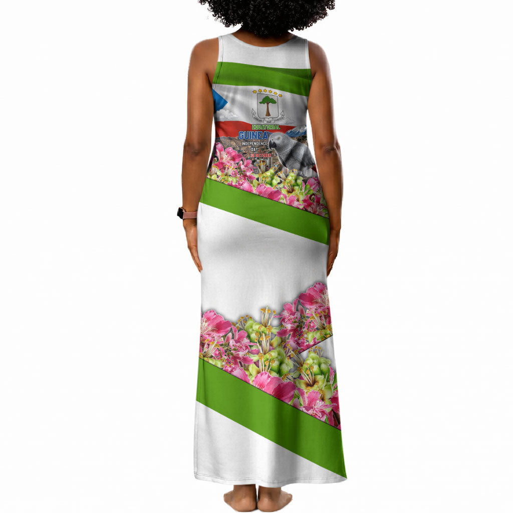 Equatorial Guinea Independence Day Parrot Tank Maxi Dress Patriotic Flag Coat Of Arms Tropical Floral