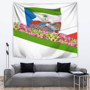 Equatorial Guinea Independence Day Parrot Tapestry Patriotic Flag Coat Of Arms Tropical Floral