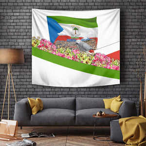 Equatorial Guinea Independence Day Parrot Tapestry Patriotic Flag Coat Of Arms Tropical Floral