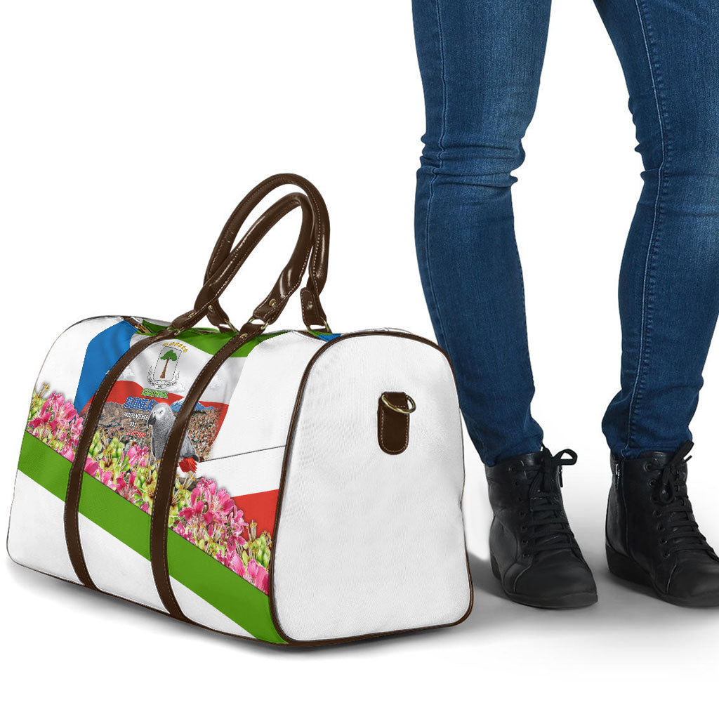 Equatorial Guinea Independence Day Parrot Travel Bag Patriotic Flag Coat Of Arms Tropical Floral