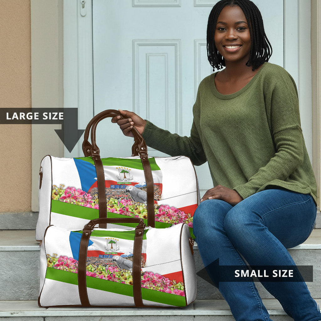Equatorial Guinea Independence Day Parrot Travel Bag Patriotic Flag Coat Of Arms Tropical Floral