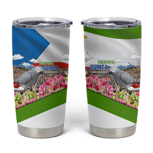 Equatorial Guinea Independence Day Parrot Tumbler Cup Patriotic Flag Coat Of Arms Tropical Floral
