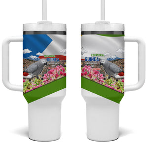 Equatorial Guinea Independence Day Parrot Tumbler With Handle Patriotic Flag Coat Of Arms Tropical Floral