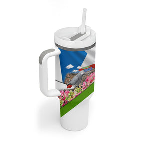 Equatorial Guinea Independence Day Parrot Tumbler With Handle Patriotic Flag Coat Of Arms Tropical Floral