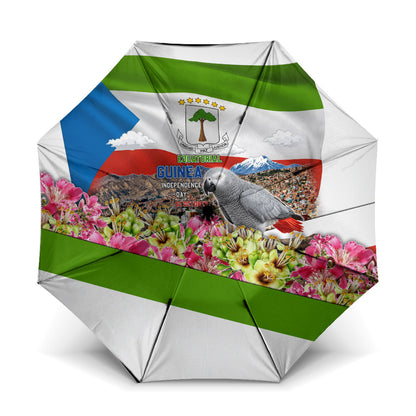 Equatorial Guinea Independence Day Parrot Umbrella Patriotic Flag Coat Of Arms Tropical Floral