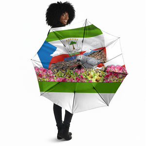 Equatorial Guinea Independence Day Parrot Umbrella Patriotic Flag Coat Of Arms Tropical Floral