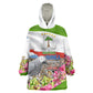 Equatorial Guinea Independence Day Parrot Wearable Blanket Hoodie Patriotic Flag Coat Of Arms Tropical Floral