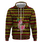 Uganda Christmas Hoodie Flamingo Lights Uganda Flag and Black Red Yellow - African Pride