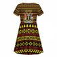 Uganda Christmas Kid Short Sleeve Dress Flamingo Lights Uganda Flag and Black Red Yellow - African Pride