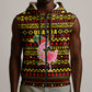 Uganda Christmas Sleeveless Zip Hoodie Flamingo Lights Uganda Flag and Black Red Yellow - African Pride