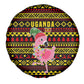Uganda Christmas Spare Tire Cover Flamingo Lights Uganda Flag and Black Red Yellow - African Pride