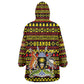 Uganda Christmas Wearable Blanket Hoodie Flamingo Lights Uganda Flag and Black Red Yellow - African Pride