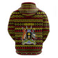 Uganda Christmas Zip Hoodie Flamingo Lights Uganda Flag and Black Red Yellow - African Pride